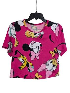 Disney Stretchy Oversized Cropped T-Shirt - Size XS Womens - Minnie Pluto Daisy